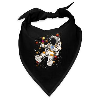 Cooler Astronaut Galaxie Eiscreme Dessert Weltall - Bandana - Schwarz - Vorne