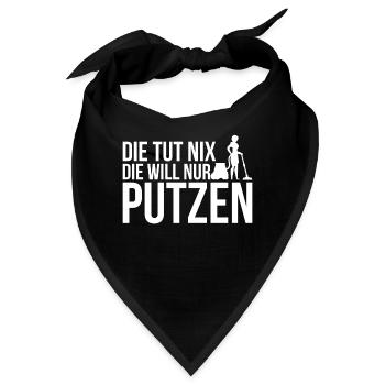 Putzfrau Spruch Staubsaugen Putzkraft - Bandana - Schwarz - Vorne