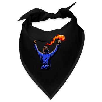Fußball Ultra mit Pyrotechnik - Bandana - Schwarz - Vorne