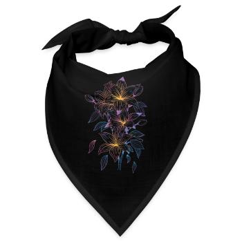 Lilien mit Regenbogenmotiv - Bandana - Schwarz - Vorne
