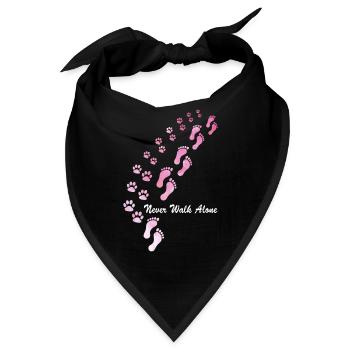 Hunde Design mit “ Never Walk Alone “ Hunde Motiv - Bandana - Schwarz - Vorne