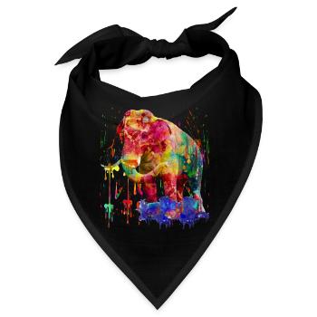 Bunter Elephant, Elefant - Bandana - Schwarz - Vorne