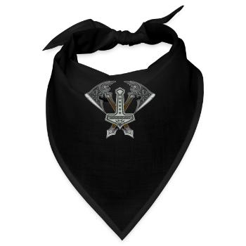 Mjolnir Thor Hammer Viking Norse Cosmology Runes - Bandana - Schwarz - Vorne