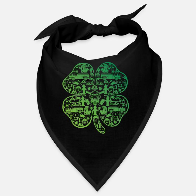 Lucky Firefighter Four Leaf Clover St Patrick's Bandana