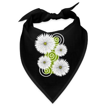 Blumen Gänseblümchen weiße Blüten Garten Frühling - Bandana - Schwarz - Vorne