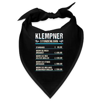 Klempner Handwerker Installateur Spruch Geschenk - Bandana - Schwarz - Vorne