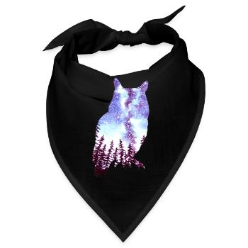 Eule Sternenhimmel Wald - Bandana - Schwarz - Vorne