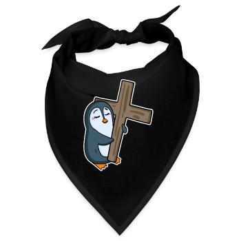 Pinguin und Kreuz Religion - Bandana - Schwarz - Vorne