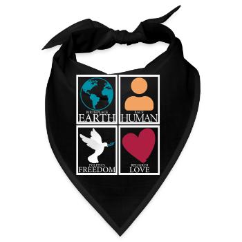 Geburtsort Erde Mensch Freiheit Liebe Frieden - Bandana - Schwarz - Vorne