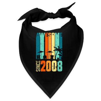 Vintage 2008 08 Geburtstag Retro Jahrgang Geschenk - Bandana - Schwarz - Vorne