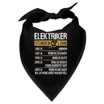Elektriker Stundenlohn - Elektriker Geschenkidee - Bandana - Schwarz - Vorne