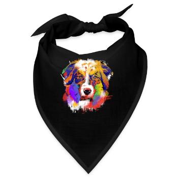 Australian Shepherd Hunde Kunst Hundetraining - Bandana - Schwarz - Vorne