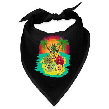 Frucht Südfrucht Südsee Früchte Fantasy Vitamine - Bandana - Schwarz - Vorne