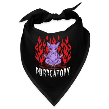 Purrgatory Cat Satan Baphomet - Katze Fegefeuer - Bandana - Schwarz - Vorne