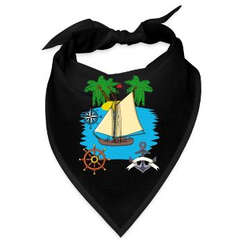 Segelboot Seefahrt Karibik Südsee Seemann segeln - Bandana - Schwarz - Vorne
