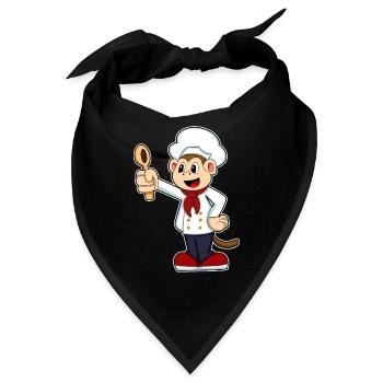 Affe Koch Kochlöffel Kochen - Bandana - Schwarz - Vorne