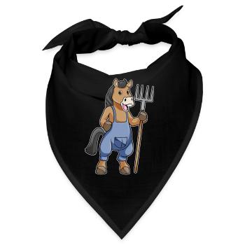 Pferd Landwirt Mistgabel Bauernhof - Bandana - Schwarz - Vorne