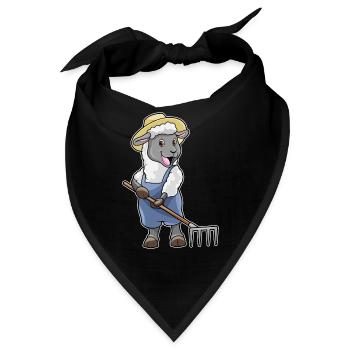 Schaf Landwirt Harke Bauernhof - Bandana - Schwarz - Vorne