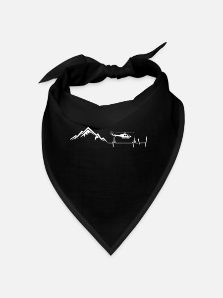 Hubschrauber Berg Alpen Herzschlag Hobby Sport - Bandana - Schwarz - Vorne
