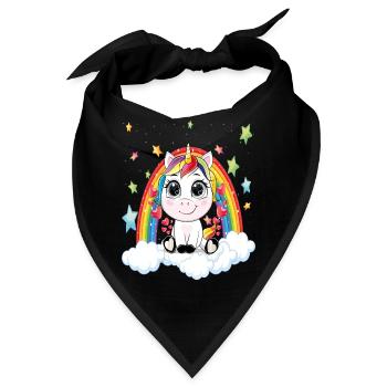 Einhorn Unicorn Herzen Regenbogen Sternenstaub - Bandana - Schwarz - Vorne