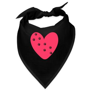 Herz Pfoten - Bandana - Schwarz - Vorne