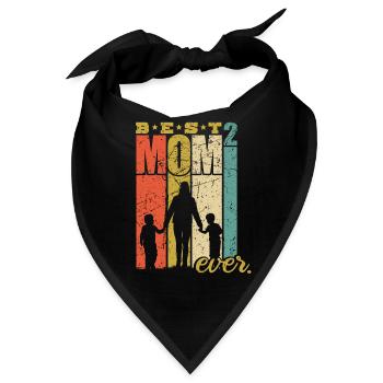 Best Mom ever zweifache Mutter Mama 2 Kinder - Bandana - Schwarz - Vorne