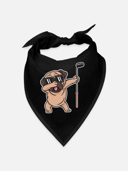 Dabbing Golf Pug Player Golfer Golf Club - Bandana - black - Front