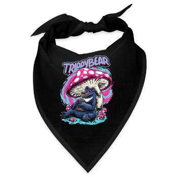 Magic Mushrooms Psychedelisch Funny Trippybear - Bandana - Schwarz - Vorne