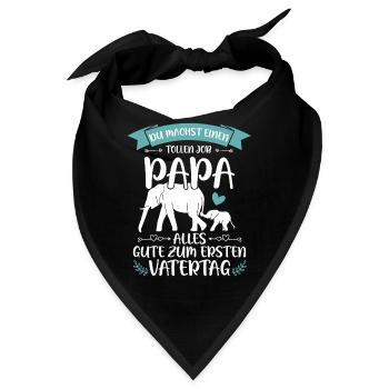 Erster Vatertag - Elefant Vatertagsgeschenk - Bandana - Schwarz - Vorne