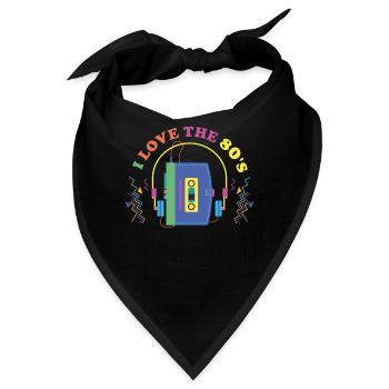 Retro 80s Ära Vintage Achtziger 80er - Bandana - Schwarz - Vorne