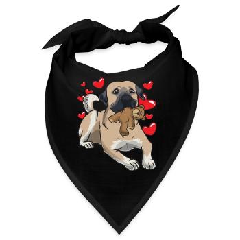 Kangal Hund mit Stofftier und vielen Herzen - Bandana - Schwarz - Vorne