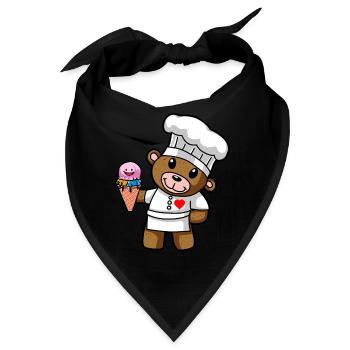 Teddy Eiscreme Konditor Süßigkeiten Eisdiele Kind - Bandana - Schwarz - Vorne