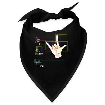 Zeichensprache Handzeichen ASL Ich liebe dich - Bandana - Schwarz - Vorne