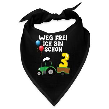 Trecker 3. Geburtstag Weg frei ich bin schon 3 - Bandana - Schwarz - Vorne