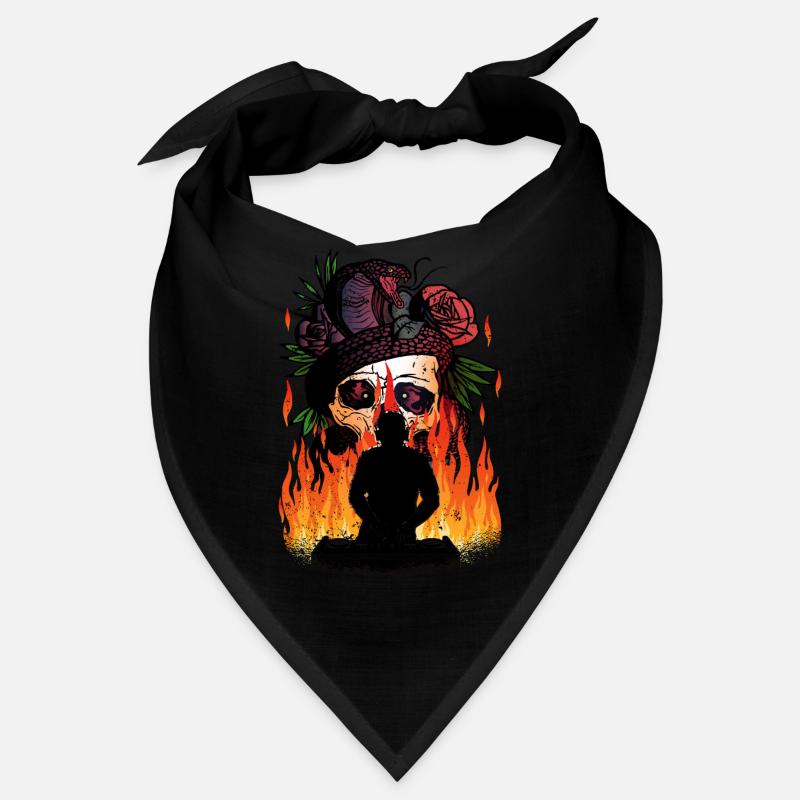 DJ Skull Flames Snakes Musician Party Bandana