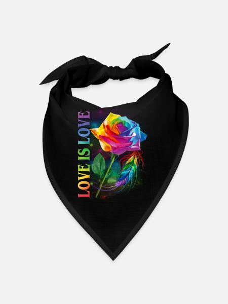 Love Is Love Rainbow Rose LGBT Awareness - Bandana - noir