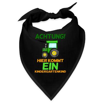 Achtung Kindergartenkind Traktor - Bandana - Schwarz - Vorne