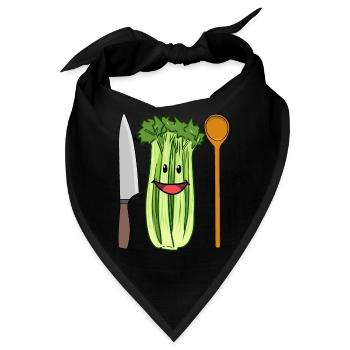 Sellerie Gemüse Stangensellerie Küchenmesser Koch - Bandana - Schwarz - Vorne