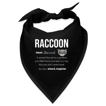 Waschbär Racoon Tier Geschenk Frettchen Marder - Bandana - Schwarz - Vorne