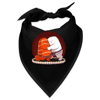 Japanese Sumo Sushi Salmon Hug Maki Nigiri Sashimi - Bandana - Schwarz - Vorne