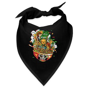 Ramen Drache In Daruma Bowl Vaporwave Kanagawa - Bandana - Schwarz - Vorne