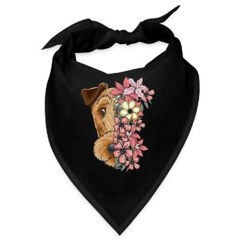 Irish Terrier mit Blumen - Bandana - Schwarz - Vorne