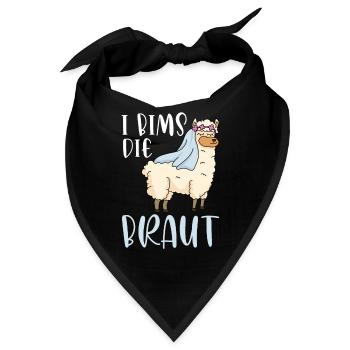 I bims die die Braut Hochzeit Motiv Lama Alpaka - Bandana - Schwarz - Vorne