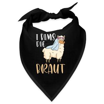 Lama Alpaka Spruch I bims die Braut - Bandana - Schwarz - Vorne