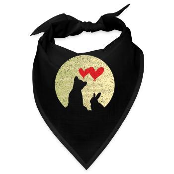 Niedliches Häschen-Bärn-Liebe Ring Ehe Beziehung - Bandana - Schwarz - Vorne