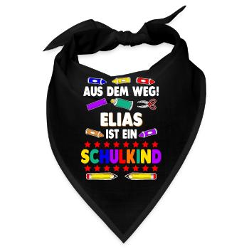 Schulkind Schüler Elias Einschulung Schule - Bandana - Schwarz - Vorne