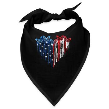 Butterfly Heart USA Flag - Bandana - Schwarz - Vorne