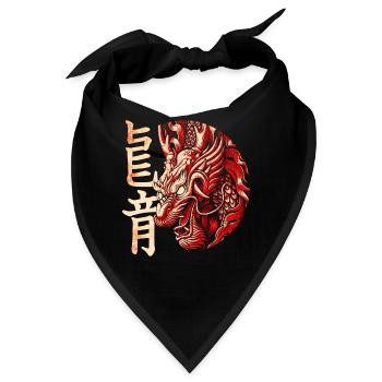 Drache Japanisch Chinesisch Schriftzeichen - Bandana - Schwarz - Vorne