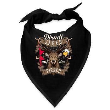 Dirndl Jäger auf der Pirsch Hirsch Lustige Sprüche - Bandana - Schwarz - Vorne