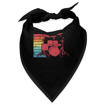 Schlagzeug Schlagzeuger Retro - Bandana - Schwarz - Vorne